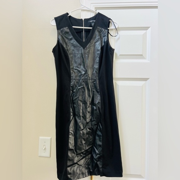 Sharagano Dresses & Skirts - Chic Black and faux leather and knit  Mini Dress